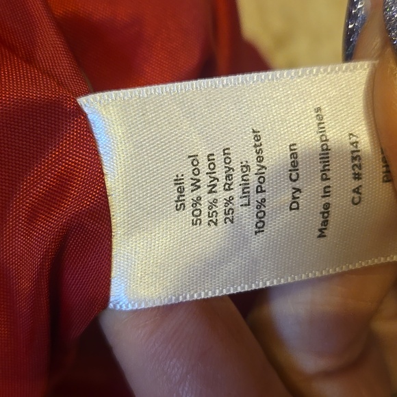 Talbot's Red/White Houndstooth Wool Blend Fully Lined Moto Jacket - Picture 8 of 9